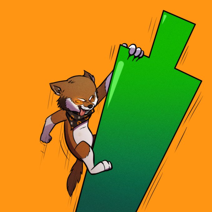 The image features a cartoon cat playing with a green object, which appears to be a toy or possibly a stick of some sort. The cat seems to be pushing against the object using its paws. There are also other objects such as another toy dog in the background and a person's head. The post encourages people to share their cute cat pictures by tagging them with a specific hashtag.