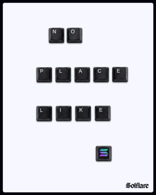 The image features a white background with black keys arranged in a row, including letters "N", "P", "A", "L", "E". The text "No Place" is written below these keys, and there's also an image of a keyboard key that says "Soflare" above the "No Place" text.