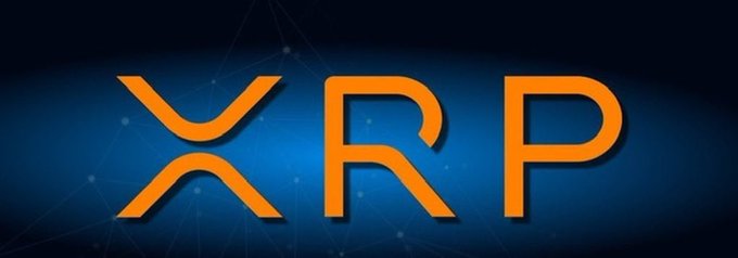 The orange XRP cryptocurrency logo displayed against a dark blue background with a network/connection pattern.