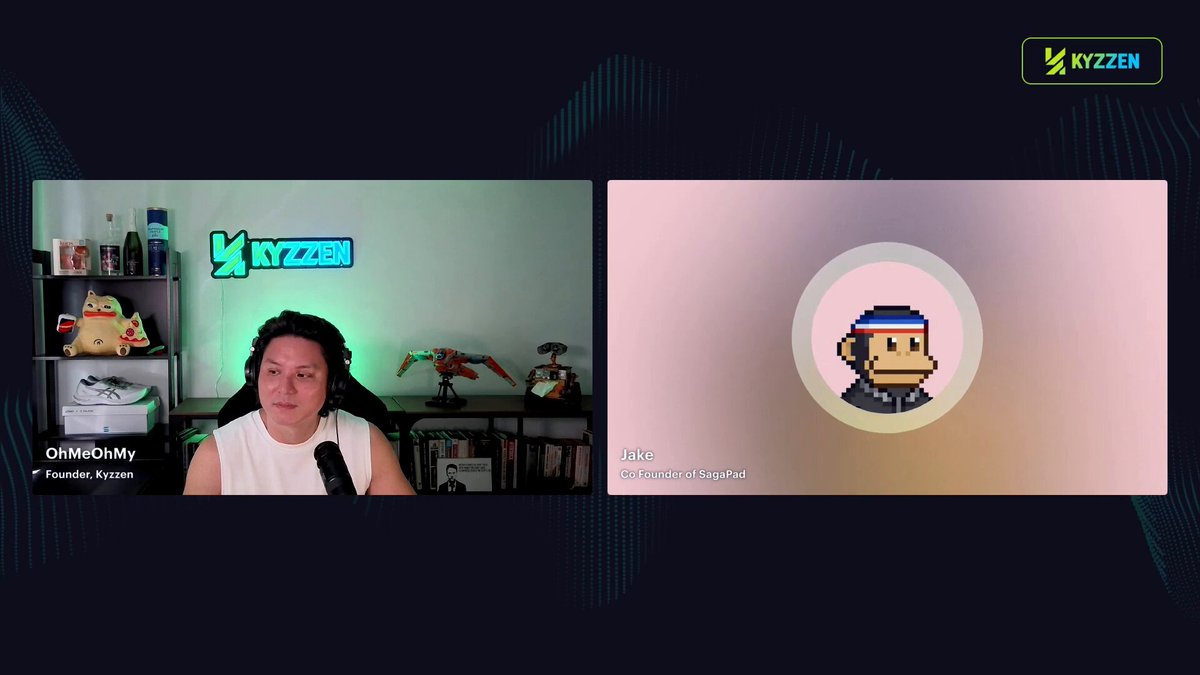The image shows two computer screens displaying different content related to a video game called "SagaPad". One screen features a man wearing headphones sitting at a desk, while the other screen displays a cartoon character with a hat and sunglasses. The text on both screens reads "Focus on what is in the image and how it relates to the post." This suggests that the viewer should pay attention to the details of the game's content and its connection to the post about raising capital for a new internet economy.