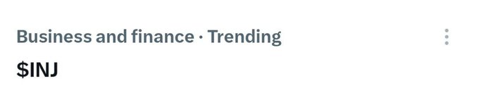 A Google Trends snippet showing '$INJ' trending in the Business and finance category.