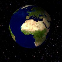 urn of earth with blue oceans and green continents, set against a starry night sky.