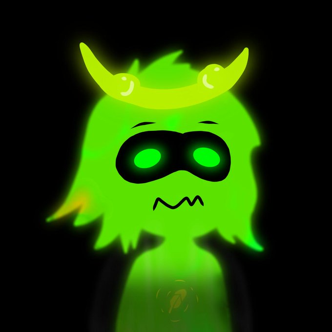 A glowing green cartoon ghost character wearing a domino mask and holding a glowing yellow banana overhead is featured on a black background, with what appears to be a faint logo at the bottom. The eerie yet playful mascot likely represents the NFT collection referenced in the post, which announces the public mint now being live on OpenSea with a reduced supply of 4,444 and immediate reveal.