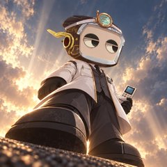 A cartoon mad scientist character with goggles perched on his head stands confidently against a dramatic cloudy sky, holding what appears to be a beaker. The image visually embodies the post's "mad scientist" theme, portraying the Blokyz creator as a determined innovator working late in the lab to develop the next breakthrough.
