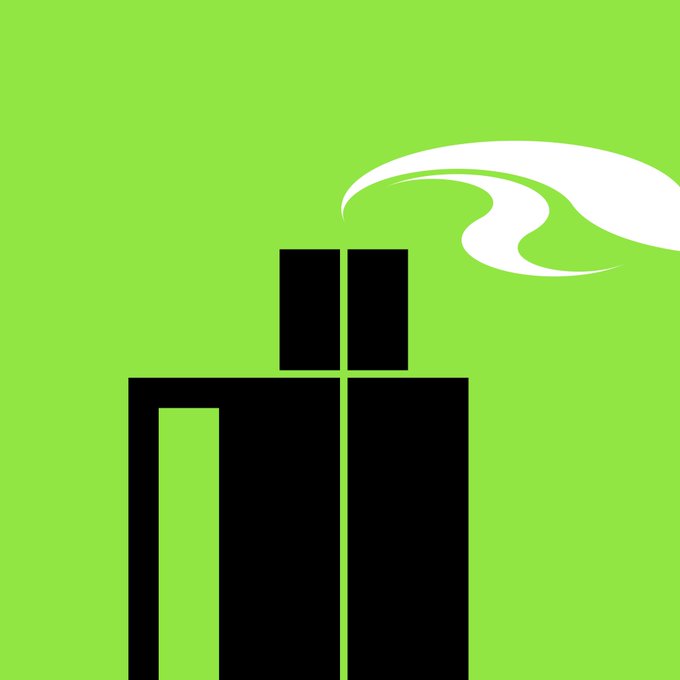 A minimalist logo shows a black, skyscraper-like structure on a bright green background, with white wave or wind shapes sweeping across the upper right. No text, numbers, tickers, or names are visible.