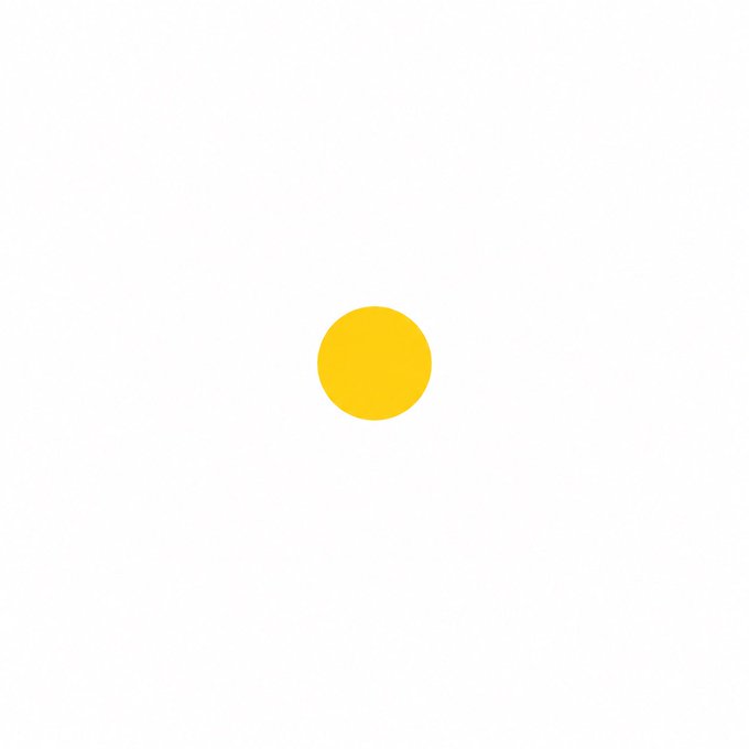 A simple graphic showing a single yellow circle centered on a plain white background.