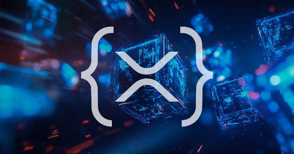 The image features a logo for Ripple that includes an "X" symbol surrounded by multiple blocks of blue text floating above them. The text reads "XRP Ledger is strengthening its DeFi security with a proposal designed to prevent flash loan-style attacks." This design aims to protect users' funds and ensure the stability of DeFi networks, which are increasingly becoming popular due to their flexibility in facilitating secure transactions without requiring a central authority like a bank. The image also includes a caption that explains the purpose behind the logo's composition: "XRP Ledger is strengthening its DeFi security with a proposal designed to prevent flash loan-style attacks."