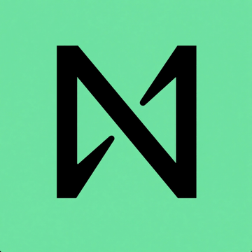 A bold black stylized "N" logo sits centered on a bright mint green square background, representing the Near Protocol brand. The minimalist geometric design visually reinforces the post's suggestion to use the domain "near.com."