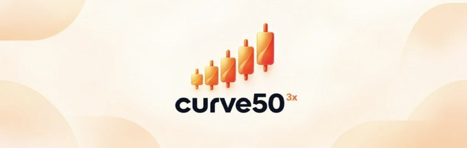A logo or banner for "curve50" featuring a series of orange candlestick chart bars ascending in size against a cream-colored background.
