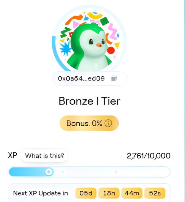 The image shows an app screen with a list of XP updates available for download. The updates include a new feature called "Next XP Update In", which indicates that there are more updates coming soon. The XP updates cover various aspects, such as daily voting for projects and XP bonus options. The post about the XP updates is titled "What a terrible result I have on @AbstractChain I spent all my time working on @variational_io and @dango Now I’ve decided to try different activities on portal.abs.xyz".