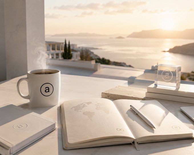 The image shows a desk with an open notebook, a coffee cup, and some books. There are also two small glass objects placed next to the notebook. The scene appears to be set outdoors, possibly at sunrise or sunset, as indicated by the warm lighting in the background. The presence of these items suggests that someone is working on their thesis or engaging in research, given the importance of the data being permanent and lasting.