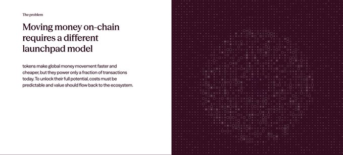 Article excerpt headlined 'Moving money on-chain requires a different launchpad model' discussing how tokens make global money movement faster but transactions only power a fraction of value.