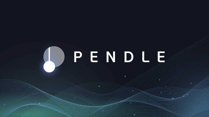 The image features a logo for a cryptocurrency called Pendle. The logo consists of a white circle with a black outline, containing a small white dot inside. Below the logo, there's text that reads "Pendle". This text is accompanied by an illustration of a wave-like pattern in shades of blue and green, which is part of the Pendle logo design. The image also includes some text that says "focus on what is in the image" and "sUSDD integrated into Pendle", indicating that the Pendle token has been integrated with the sUSDD protocol to create a more efficient and structured yield-focused ecosystem for cryptocurrency trading.