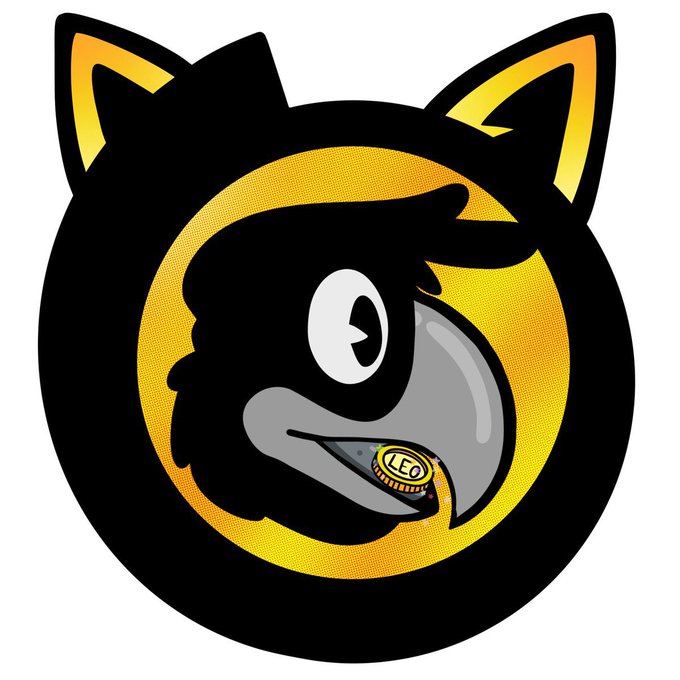 A stylized logo featuring a cartoon bird-like character with cat ears and a 'LEO' medallion on a yellow circular background.