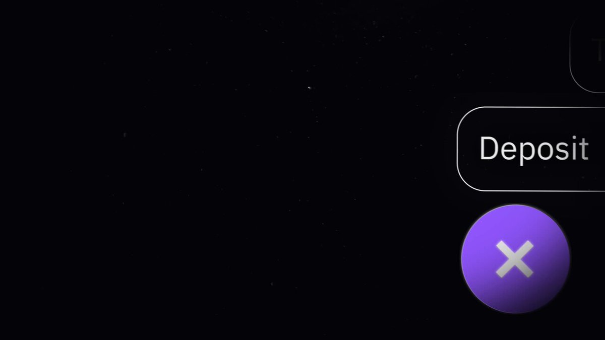 The image shows a purple button with an x symbol, which appears to be a "deposit" button. The background of the image is black, making the button stand out prominently. Below the button, there's text that reads "deposit", indicating that this is a button for depositing funds into a Bitcoin Line of Credit account. The post also mentions that the Bitcoin Line of Credit offers seamless user experience and allows users to access equities or other financial instruments through the exchange.