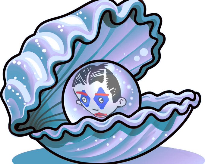 A cartoon-style open oyster shell revealing a pearl with a painted face inside, visually echoing the post's metaphor of the XRPL being a treasure-filled oyster with valuable "pearls" of opportunity.