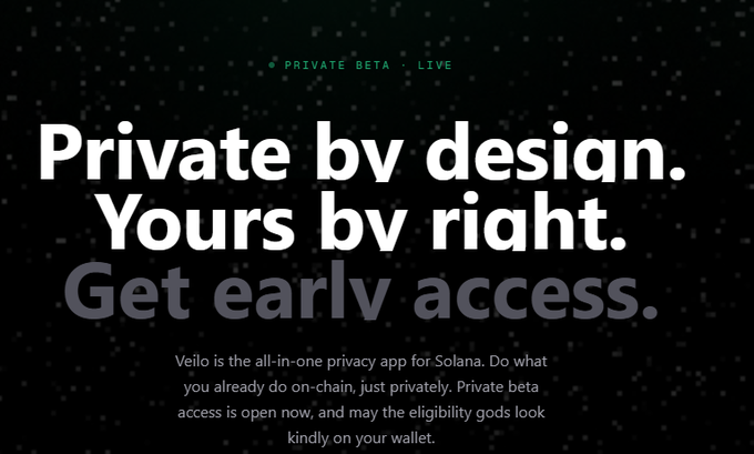 The image contains a screenshot from a web page that appears to be promoting an app called "Veilo". The main focus of this advertisement is a claim that this app offers early access, which can potentially lead to exclusive features or bug fixes once released. The text on the screen emphasizes private usage with the app, and it provides users with information about the beta release process for the app. There's also some background information that could be related to theVeilo Privacy app but is not clearly visible in this image.
