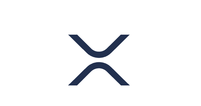 The XRP cryptocurrency logo in dark blue against a white background.