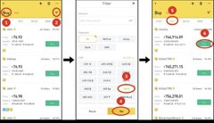 A screenshot showing the conversion process from OBAMA tokens to another token on a mobile cryptocurrency trading application, with arrows indicating the transformation steps.
