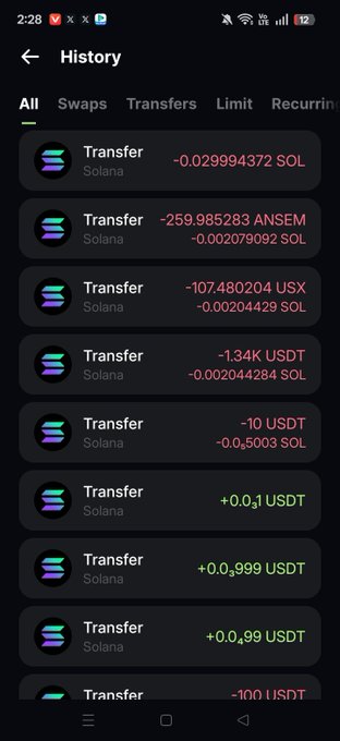 This is a screenshot of a crypto transaction history showing transfers of SOL, USX, and USDT. The user's post indicates that their USX and USDT were transferred without their authorization.