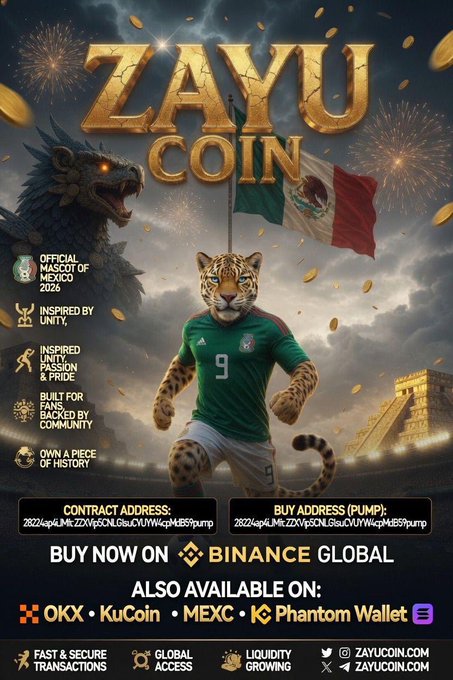 The image features a poster for Zayu Coin, which is an advertisement for a cryptocurrency. The poster includes a cartoon leopard wearing a green jersey with the number 9, holding up a flag that displays the words "Zayu Coin". The background of the poster shows a pyramid and a temple, suggesting that the coin is related to ancient history or mythology. The post also mentions that there are two days left until the FIFA World Cup, which adds an element of excitement and urgency to the advertisement.