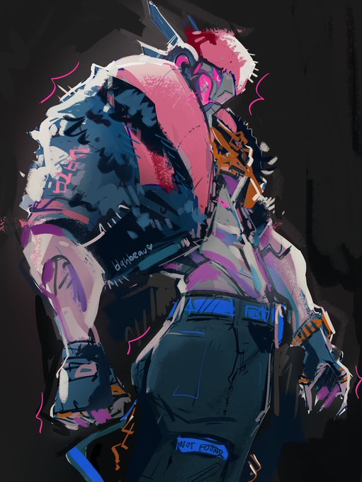 The image depicts a stylized, cyberpunk-inspired character with a horned helmet, fur-lined jacket, and mechanical details, bearing the text "NOT FOTBOY" on the pants and a signature reading "drbeaurs," fitting the post's hype about an "ultron legendary" skin being fire.