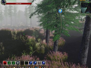 The image shows a computer screen displaying a forest scene with trees and grass. The background of the image features a blue circle, which appears to be a button or a feature within the game. The caption below the image reads "solana:2YF1qxgYVY9x6UWVfampZp9er7PHXRYRDKi3isFnYhH9 I feel like this game is just average, doesn'nt deserve to be at the 1m level, and I suspect the person hyping this game hasn't even played it themselves Trash!".
