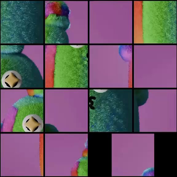 The image consists of nine smaller images, each containing a green stuffed animal with a white bell attached to its ear. The animals are arranged in a grid-like pattern across the frame, creating an interesting visual effect. The caption "built from a puzzle somehow the pieces got worse somehow it got better FUGLY" suggests that there might be some sort of transformation or alteration happening within these images. This could be due to the arrangement of the smaller images or the way they are combined into one larger image.