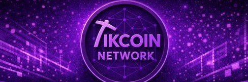 The image features the "TikCoin Network" logo set against a vibrant purple digital background with glowing circuit-like patterns and interconnected nodes. The caption likely accompanies a critical post questioning the value and legitimacy of the TikCoin listing, as the bold, futuristic branding serves as a visual representation of the cryptocurrency being discussed.