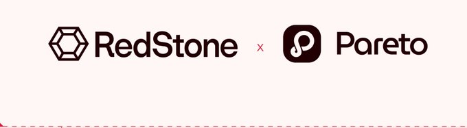 A logo collaboration between RedStone and Pareto shown on a white background.