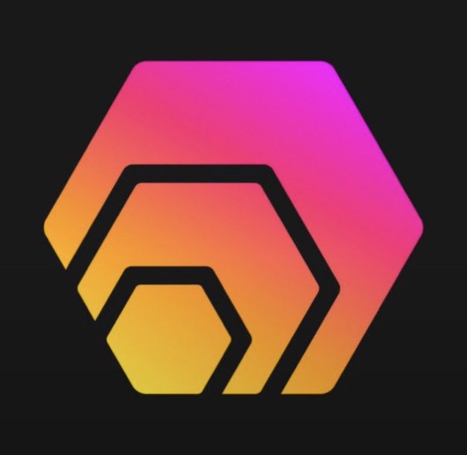 A logo featuring a stylized hexagonal shape with an orange-to-pink gradient on a black background.