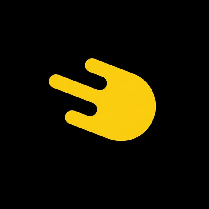A yellow comet or motion-blur symbol pointing to the right is set against a black background, visually evoking speed, momentum, or a "rapid" launch—reflecting the accompanying post about Strike swiftly rolling out its new volatility-proof Bitcoin-backed loan product.