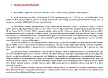 The image displays a Turkish document titled "4. DÜŞÜŞ VE LİKE KARARLARI" (4th Decline and Similar Decisions) from Borsa İstanbul (BİST), outlining emergency market measures including a three-month short-selling ban, circuit breaker implementations, and TradingView references. The accompanying post contextualizes this by interpreting the measures as relief for investors who sold before Wednesday 13:30, suggesting they avoided inclusion in the three-month liquidation restrictions.