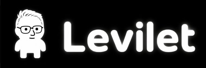 The image features a black banner with a white cartoon avatar of a person wearing glasses and the text "Levilet" in large, bold white letters. This serves as the newly added banner image for the $Levilet community on Moby.