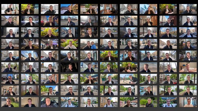 The image features a grid of photos, each with a person's face in it. There are at least 16 different people captured within these images, all wearing suits or formal attire. The faces appear to be of men dressed in suits, possibly from a company like Solana. The group of photos is arranged in a square format and is spread across the image. The caption provided suggests that the group of photos might be related to the founder of Solana, but it's unclear if this is the case or not.