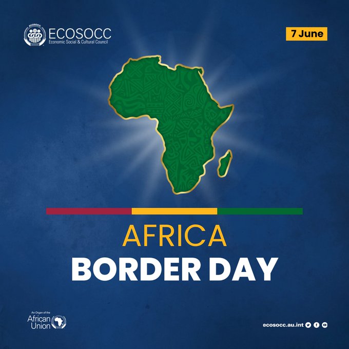 The image features a map of Africa with the words "Africa Border Day" written above it. The text also includes the phrase "Only the entire continent can manage to become an important link in the global economy." This message emphasizes the importance of African countries working together and forming strong economic ties, as seen through the map's representation of the continent.
