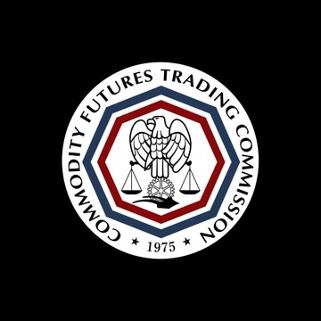 The official seal of the Commodity Futures Trading Commission (CFTC), featuring an eagle with scales and a gear, dated 1975.
