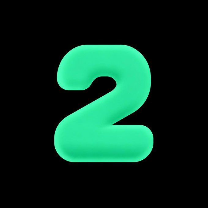 A simple graphic of a green number '2' centered on a black background.