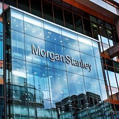 Morgan Stanley's glass-front headquarters displays the firm's name in large lettering, anchoring the news of the $10 trillion wealth manager expanding its Bitcoin-tied holdings in Strategy ($MSTR) to roughly $883.5 million.