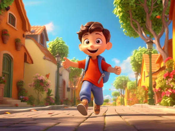 The image features a cartoon boy running down a street while wearing a backpack. The caption above the image reads "Good Morning X Fam Mindshare isn't given—it's earned through meaningful contributions, consistent content, and active participation". This means that the image is related to a post about earning Quacks on the @wallchain ecosystem by contributing valuable content or participating in discussions.