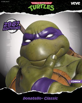A VeVe digital collectible of Donatello from Teenage Mutant Ninja Turtles, labeled as a 1987 Edition Classic release.