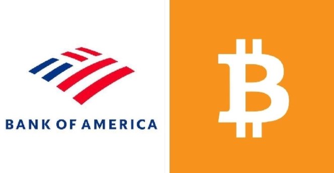 The image shows the Bank of America logo alongside the Bitcoin symbol, visually illustrating the post's message that Bank of America is now recommending clients allocate up to 4% of their portfolios to Bitcoin, signaling a major institutional shift in Wall Street's stance toward digital assets.