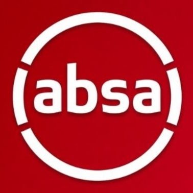 The Absa bank logo featuring 'absa' in white lowercase text within a segmented white circle on a red background.