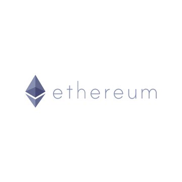 Ethereum logo featuring its signature diamond-shaped geometric symbol in grayish-blue with the word 'ethereum' beside it on a white background.