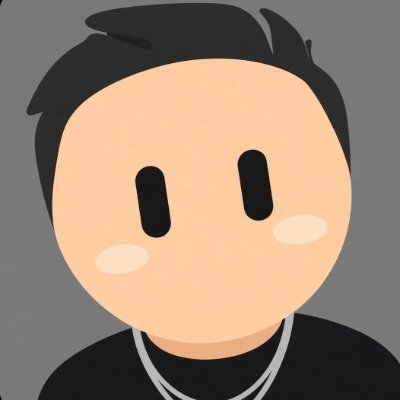 A chibi-style cartoon character with black hair, simple oval eyes, and a black shirt against a gray background—representing the meme-like "grokified" feeling mentioned in the post about a trader riding a 3.5m to 7m gain.