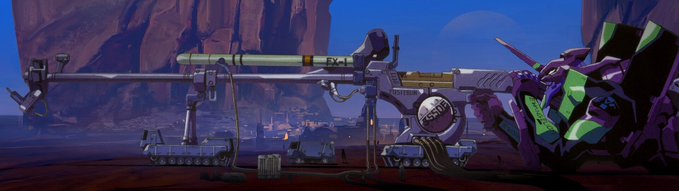 A first-person view from a video game shows a large sniper rifle equipped with a scope, aimed at a distant, moonlit landscape.