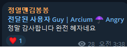 The image shows an email message with Korean text displayed on a computer screen. The message includes a photo of an umbrella and the words "Angry Guy" written below it, along with a heart icon. The text also mentions that the user might be interested in the Solana privacy combo or is planning to hold onto it for a while.