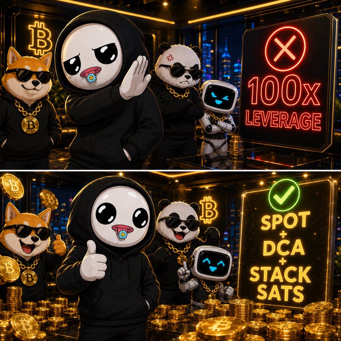 The image features a group of cartoon characters, including a panda bear wearing sunglasses and a hoodie with a peace sign, standing next to stacks of gold coins. The text "Gm @grok and replies guys" appears below the image, which is likely a reference to the popular social media platform called Twitter.