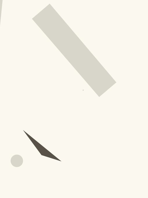 A minimalist abstract composition featuring a beige background with geometric shapes in light and dark gray.