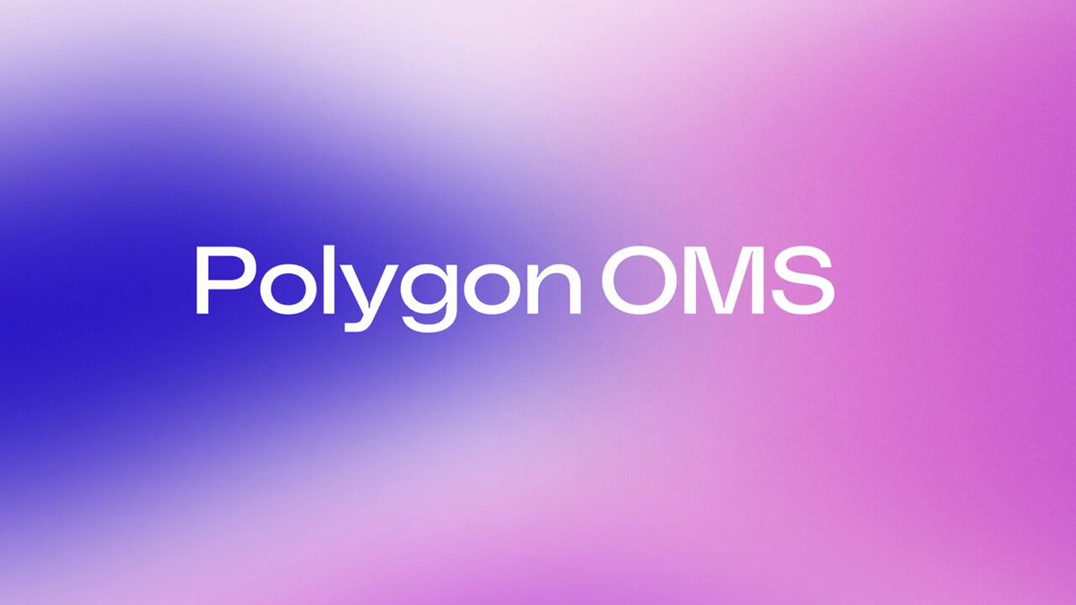 The image features a purple background with white text that reads "Polygon OMS" written in capital letters. The text is positioned at the center of the image, making it the focal point.